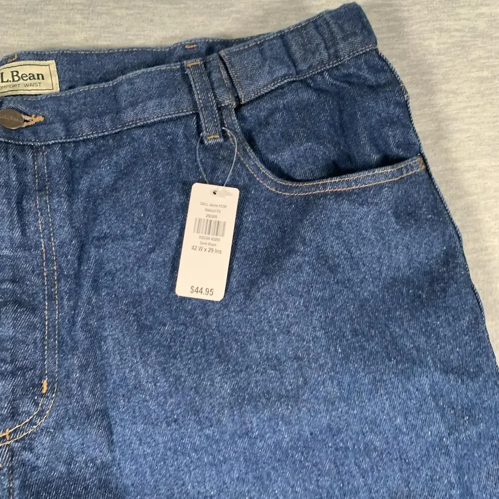 L.L.Bean Jeans Mens 42x29 Blue Comfort Waist Relaxed Straight Leg Denim 5 Pocket